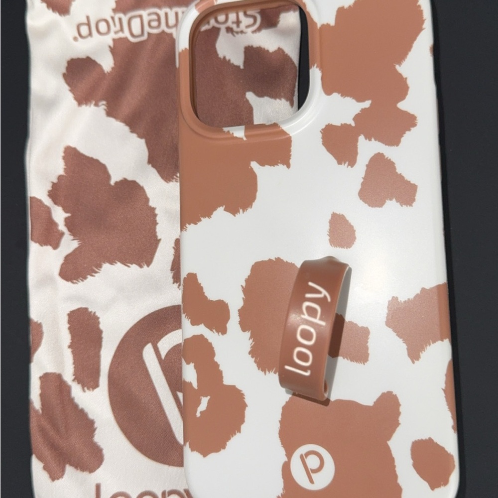 Loopy Case Brown and White Cow Print iPhone  15 Pro Max Case